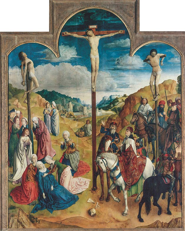 Giusto di Gand, Trittico del Calvario, pannello centrale, 1464, olio su tavola, cm 216×331,5 (l’intero), Gand, San Bavone