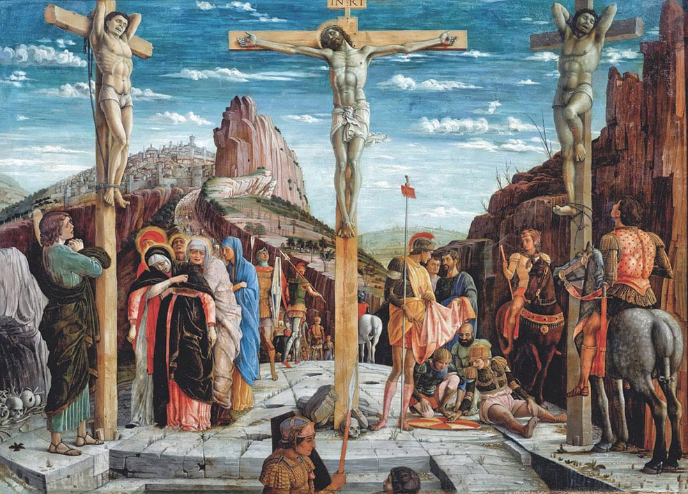 Andrea Mantegna, Polittico di San Zeno, Crocifissione, 1456-1459, tempera su tavola, cm 67×93, Parigi, Musée du Louvre