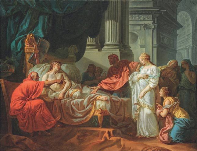 Jacques-Louis David, Antioco e Stratonice, 1774, olio su tela, cm 120×155, Parigi, École nationale supérieure des Beaux-Arts