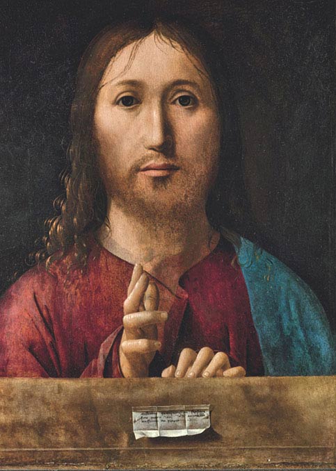 Antonello da Messina, Salvator mundi (Cristo benedicente), 1475, olio su tavola, cm 38,7×29,8, Londra, The National Gallery