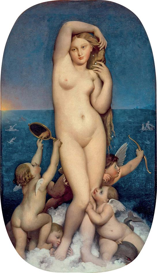 Jean-Auguste-Dominique Ingres, Venere Anadiomene, 1848, olio su tela, cm 163×92, Chantilly, Musée Condé