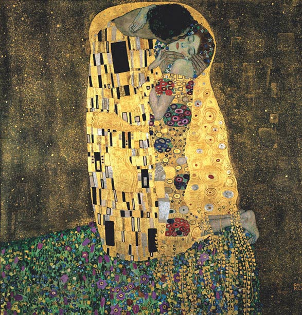 Gustav Klimt, Il bacio, 1907-1908, olio su tela, cm 180×180, Vienna, Österreichische Galerie Belvedere