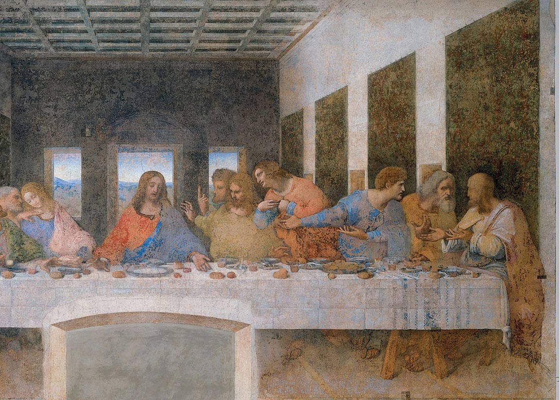 Leonardo da Vinci, L’ultima cena, particolare, 1494-1498, tempera grassa su intonaco, cm 460×880, Milano, refettorio di Santa Maria delle Grazie