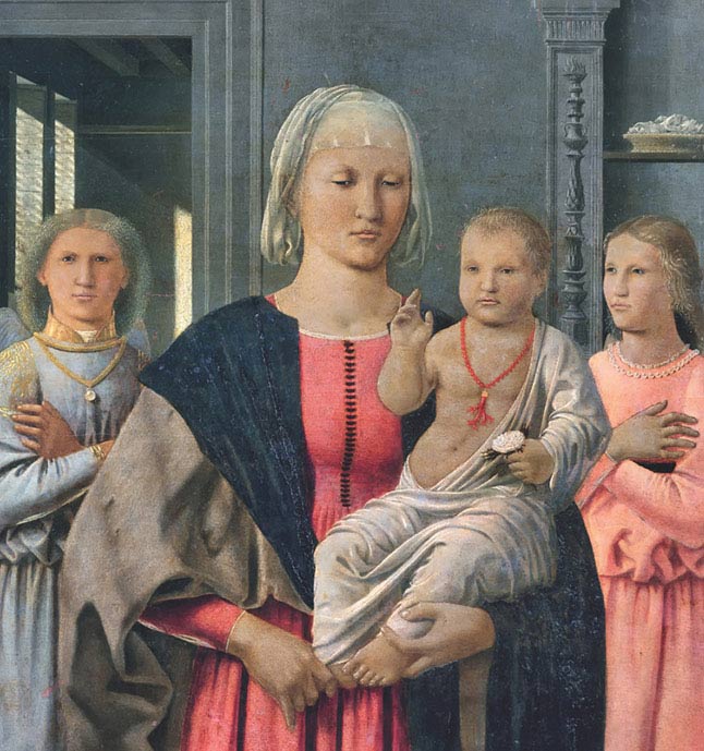 Piero della Francesca, Madonna col Bambino benedicente e due angeli (Madonna di Senigallia), 1472-1475, olio su tavola, cm 61×53,5, Urbino, Galleria Nazionale delle Marche, Palazzo Ducale