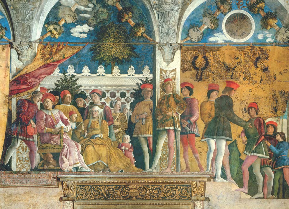 Andrea Mantegna, Camera degli Sposi, Famiglia e corte di Ludovico III Gonzaga, 1465-1474, affresco, Mantova, Palazzo Ducale