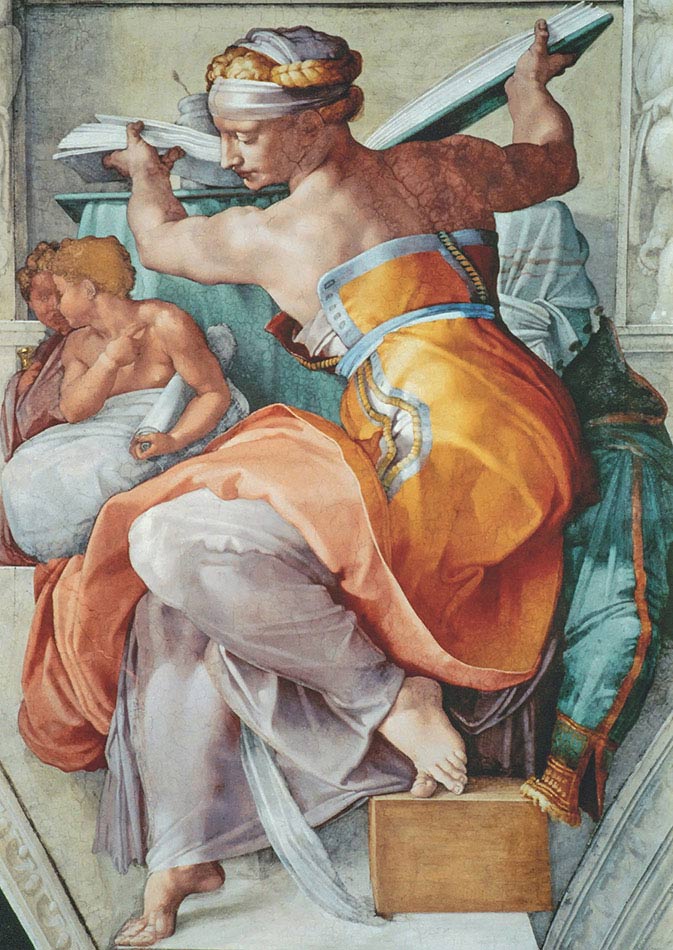 Michelangelo Buonarroti, La Sibilla libica, 1511, affresco, Città del Vaticano, Musei Vaticani, Cappella Sistina