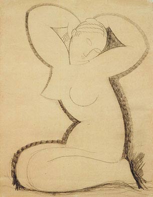 Amedeo Modigliani, Cariatide, 1913, matita e grafite su carta velina, cm 64×49, Collezione privata