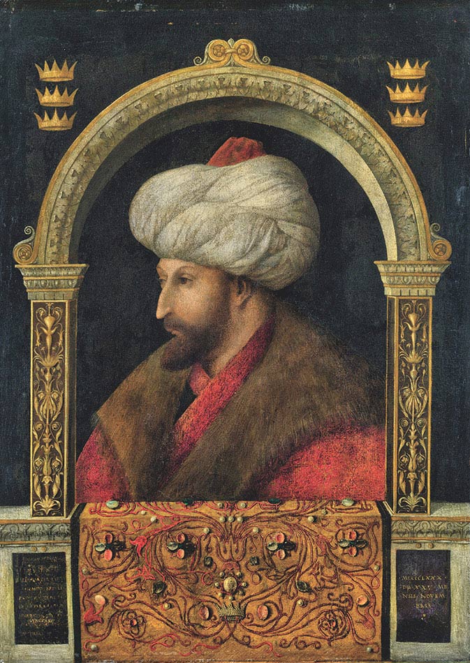 Gentile Bellini, Il sultano Maometto II, 1480, olio su tela, cm 69,9×52,1, Londra, The National Gallery