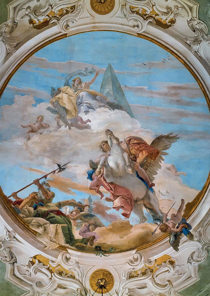 Giambattista Tiepolo, Genio su Pegaso mette in fuga il Tempo, 1747-1750, affresco, Venezia, Palazzo Labia