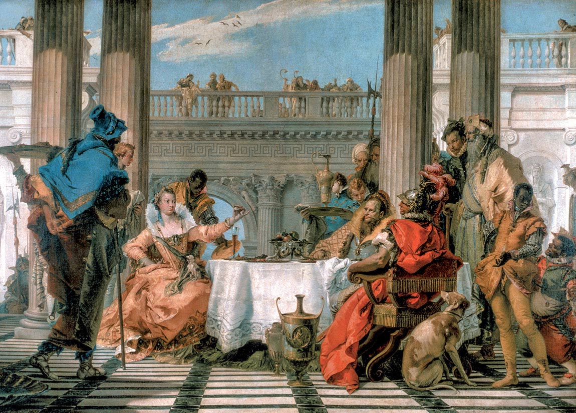 Giambattista Tiepolo, Il banchetto di Cleopatra, 1743-1744, olio su tela, cm 250,3×357, Melbourne, National Gallery of Victoria