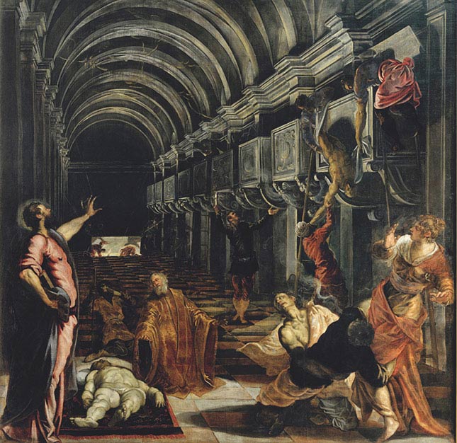 Tintoretto, Ritrovamento del corpo di san Marco, 1563-1564, olio su tela, cm 405×405, Milano, Pinacoteca di Brera