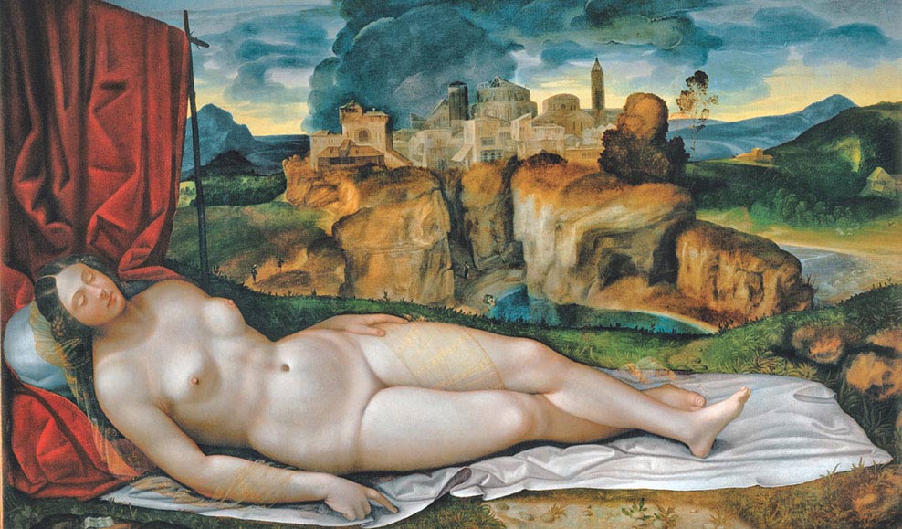 Girolamo da Treviso, Venere dormiente, 1520-1530, olio su tela, cm 130×213, Roma, Galleria Borghese