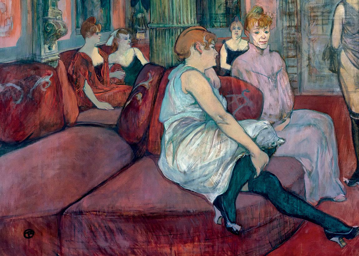 Henri de Toulouse-Lautrec, Nella sala di Rue des Moulins, particolare, 1894, olio su tela, cm 111×132, Albi, Musée Toulouse-Lautrec