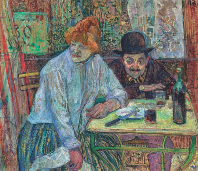 Henri de Toulouse-Lautrec, À la mie, 1891, olio su cartone montato su tavola, cm 53×67,9, Boston, Museum of Fine Arts