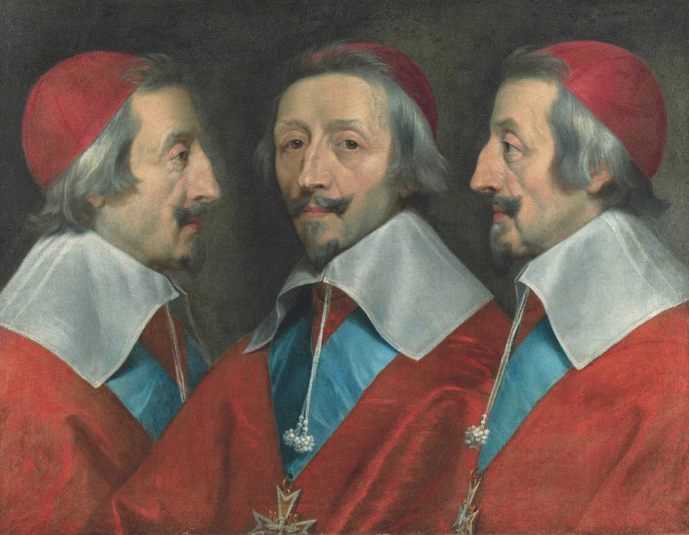 Philippe de Champaigne, Triplo ritratto del cardinal de Richelieu, 1642 ca, olio su tela, cm 58,7×72,8, Londra, The National Gallery