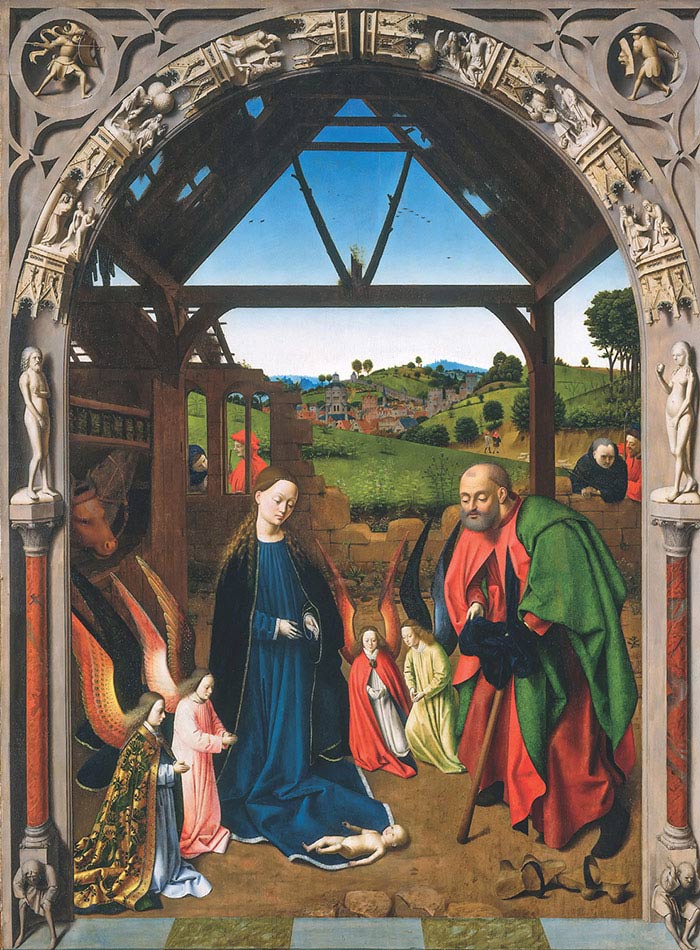 Petrus Christus, Natività, 1445-1450, olio e tempera su tavola, cm 130×97, Washington, National Gallery of Art