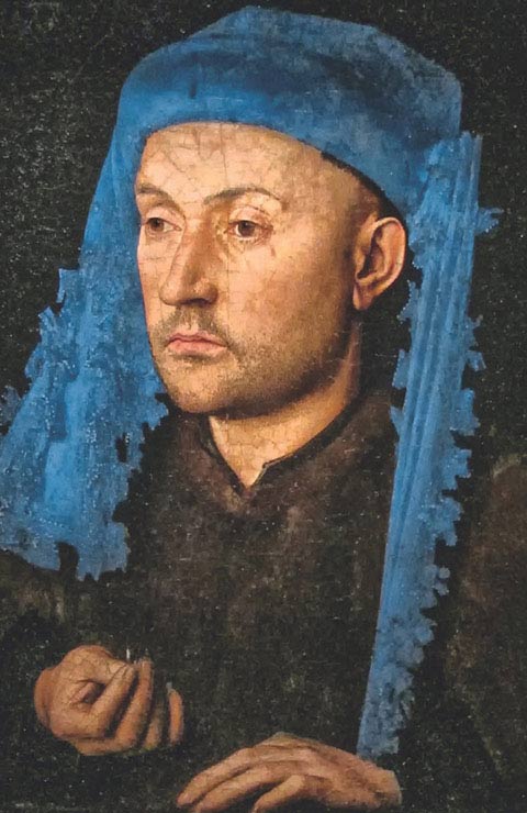 Jan van Eyck, Uomo dal copricapo azzurro, olio su tavola, cm 22×17, Sibiu, Muzeul National Brukenthal