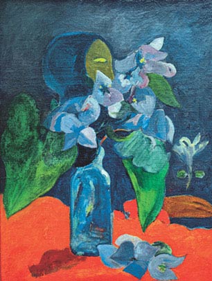 Paul Gauguin, Natura morta con fiori e idolo, 1892, olio su tela, cm 40,4×32, Zurigo, Kunsthaus