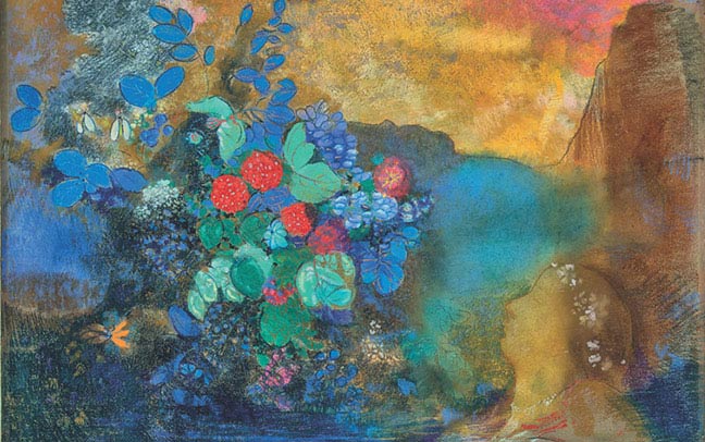 Odilon Redon, Ofelia tra i fiori, 1905-1908 ca, pastello su carta, cm 64×91, Londra, The National Gallery