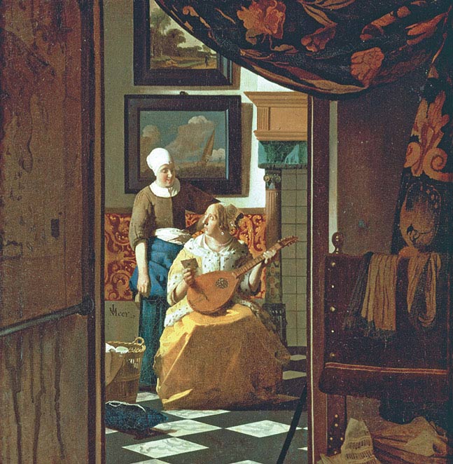 Jan Vermeer, La lettera d’amore, 1669, olio su tela, cm 44×38, Amsterdam, Rijksmuseum