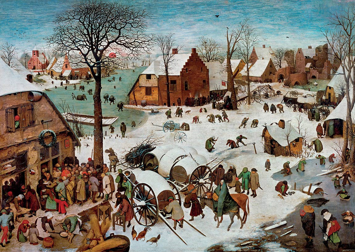 Pieter Bruegel il Vecchio, Il censimento di Betlemme, 1566, olio su tavola, cm 116×164,5, Bruxelles, Musées Royaux des Beaux-Arts