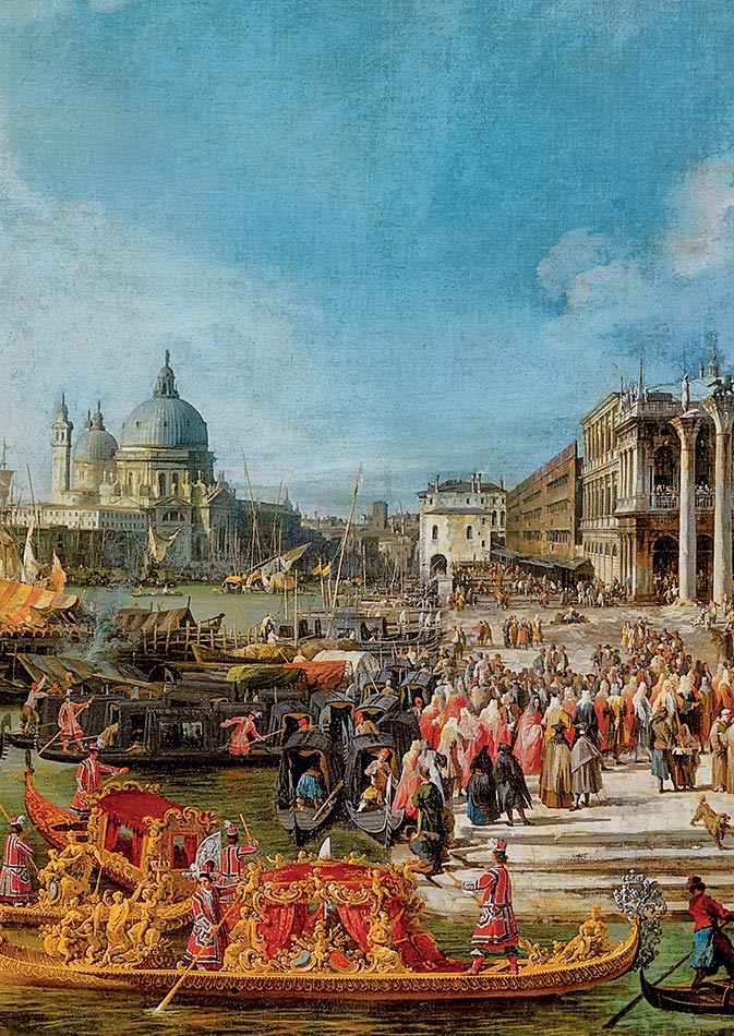 Canaletto, Arrivo dell’ambasciatore francese a Venezia, particolare, 1730 ca, olio su tela, cm 181×260, San Pietroburgo, Museo dell’Ermitage