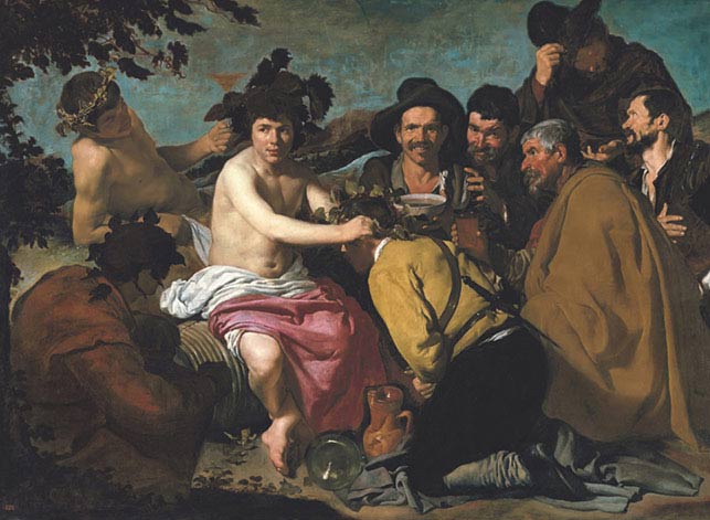 Diego Velázquez, Trionfo di Bacco, 1628-1629, olio su tela, cm 165×225, Madrid, Museo del Prado