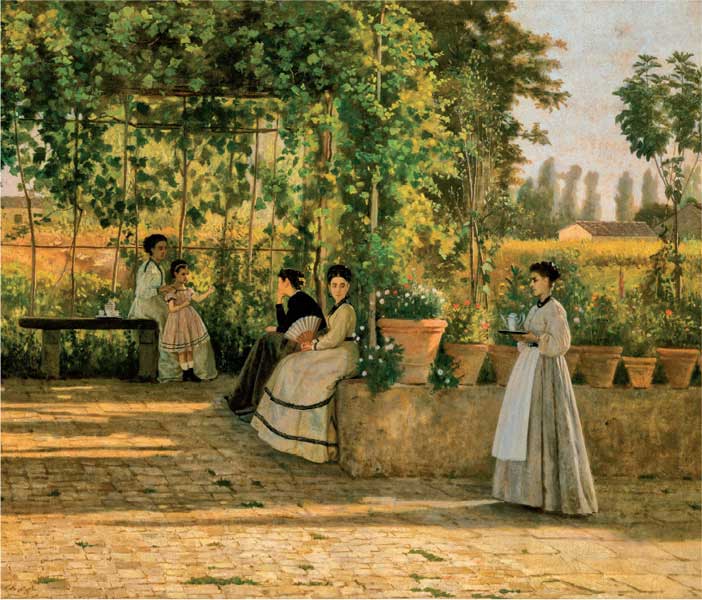 Silvestro Lega, Il pergolato, 1868, olio su tela, cm 74x94, Milano, Pinacoteca di Brera