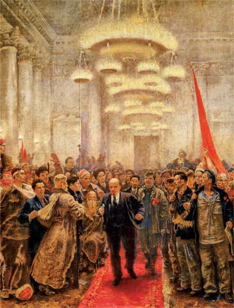 Aleksandr Samochvalov, Lenin al Secondo congresso dei Soviet dei deputati operai, soldati e contadini il 26 ottobre 1917, 1958, olio su tela, San Pietroburgo, Museo Statale Russo