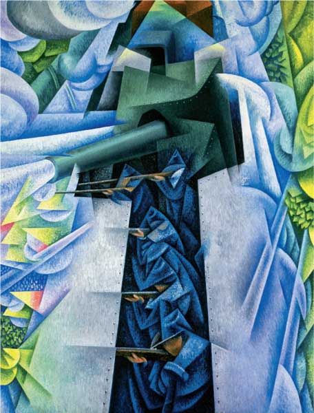 Gino Severini, Treno blindato in azione, 1915, olio su tela, cm 115,8x88,5, New York, The Museum of Modern Art