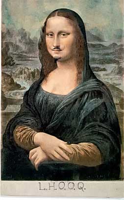 Marcel Duchamp, L.H.O.O.Q., 1919, matita su una riproduzione della Gioconda di Leonardo da Vinci, cm 19,7x12,4, Collezione privata