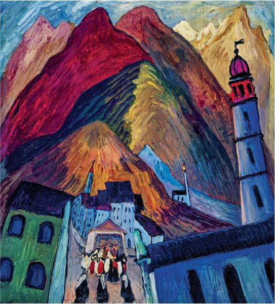 Marianne von Werefkin, Processione presso Ascona, 1924, olio su cartone, cm 46,2x42,2, Berlino, Neue Nationalgalerie