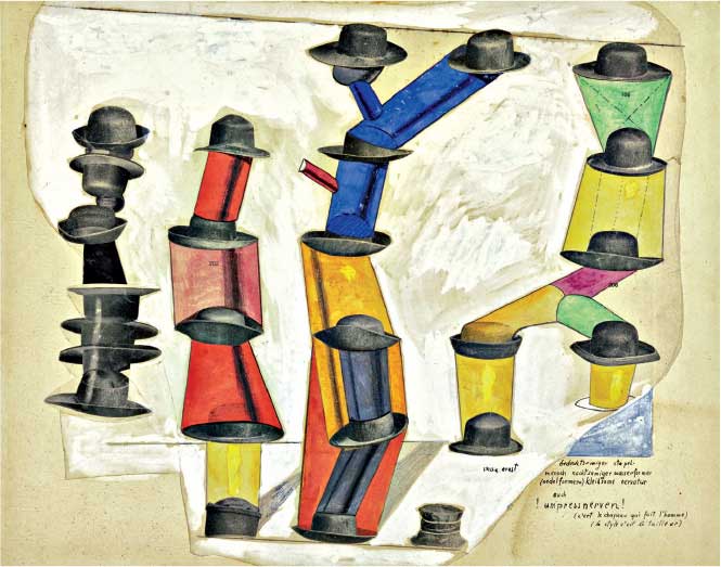 Max Ernst, Il cappello fa l’uomo, 1920, collage, inchiostro, acquerello su carta, cm 35x45, New York, The Museum of Modern Art