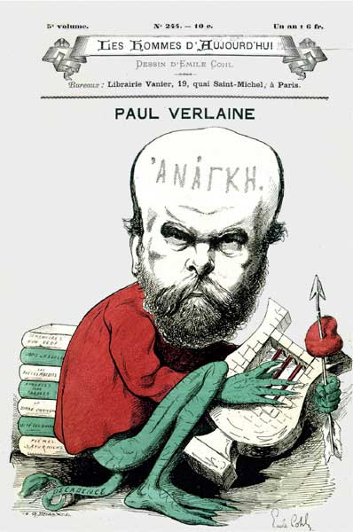 Émile Cohl, Caricatura di Paul Verlaine in “Les Hommes d’Aujourd’hui”