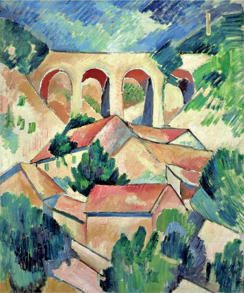 Georges Braque, Viadotto à l’Estaque, 1908, olio su tela, cm 59x46, Parigi, Musée National d’Art Moderne, Centre Pompidou