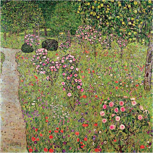 Gustav Klimt, Giardino fiorito con rose, 1914, olio su tela, cm 100x100, Collezione privata