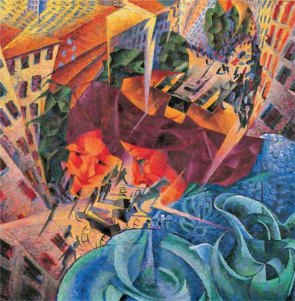 Umberto Boccioni, Visioni simultanee, 1911, olio su tela, cm 70x75, Wuppertal, Von der Heydt Museum