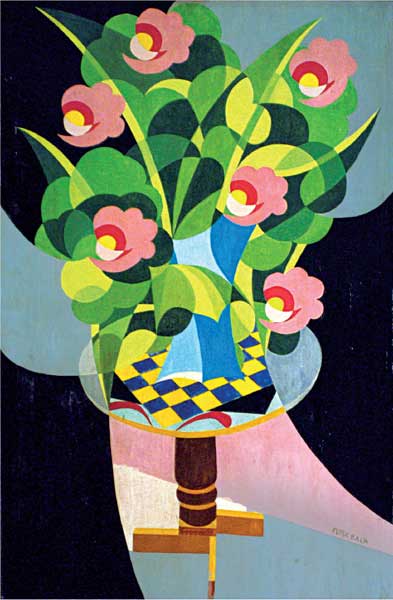 Giacomo Balla, Belfiore-Peonie, 1924, olio su tela, cm 56x24, Collezione privata