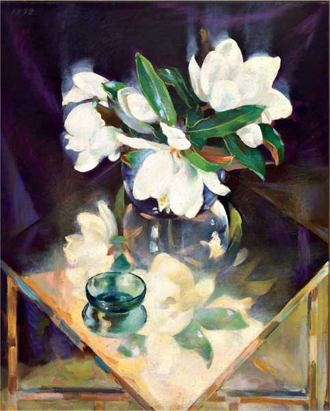 Giacomo Balla, Magnolie che si specchiano, 1938, olio su tavola, cm 82x67, Napoli, Gallerie d’Italia – Palazzo Zevallos Stigliano