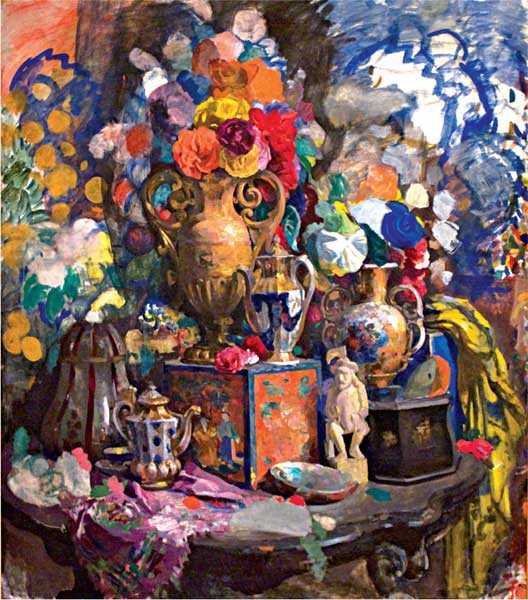 Nikolaj Sapunov, Fiori e porcellana, 1912, olio su tela, cm 83x72, San Pietroburgo, Museo Statale Russo