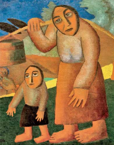 Kazimir Malevič, Contadina con secchio e bambina, 1912, olio su tela, cm 73x73, Amsterdam, Stedelijk Museum