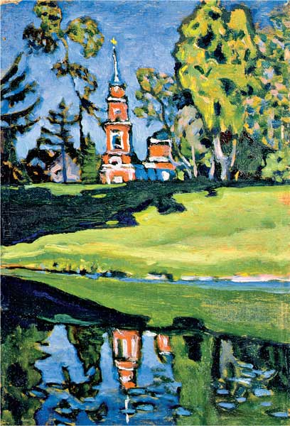 Vasilij Kandinskij, Chiesa rossa, 1901, olio su tela, cm 28x19,2, San Pietroburgo, Museo Statale Russo