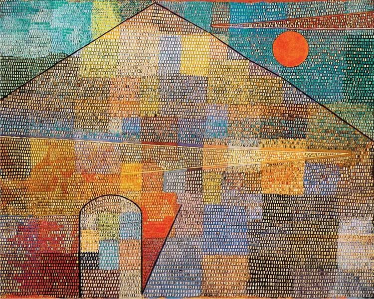 Paul Klee, Ad Parnassum, 1932, olio su tela, linee e punti stampati, cm 100x126, Berna, Kunstmuseum