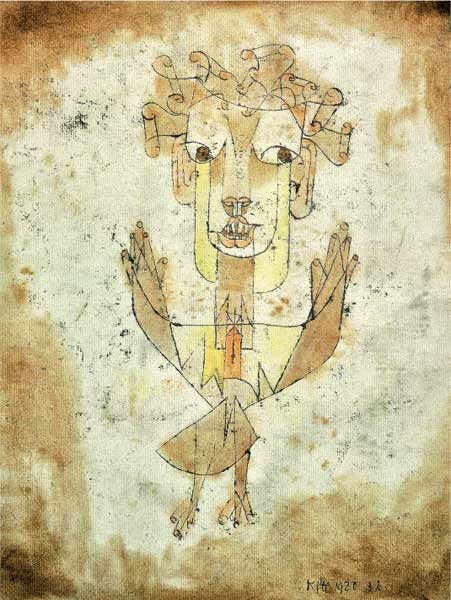 Paul Klee, Angelus Novus, 1920, china, gessetto colorato e guazzo su carta, cm 32x24, Gerusalemme, The Israel Museum