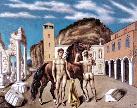 Giorgio de Chirico, I dioscuri, 1934, olio su tela, cm 78x100, Collezione privata