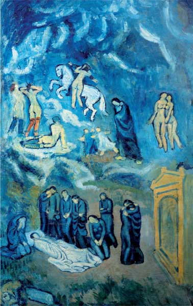 Pablo Picasso, Evocazione (Il funerale di Casagemas), 1901, olio su tela, cm 150x90, Parigi, Musée d’Art Moderne de la Ville de Paris