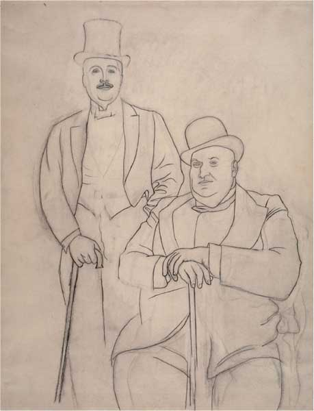 Pablo Picasso, Sergej Djagilev e Alfred Seligsberg, 1919, matita su carta, cm 65x50, Parigi, Musée National Picasso