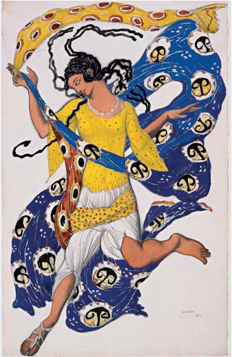 Léon Bakst, Costume per Anna Pavlova come Farfalla, 1916-1917, acquerello e grafite su carta, cm 45x28, Boston, Museum of Fine Arts