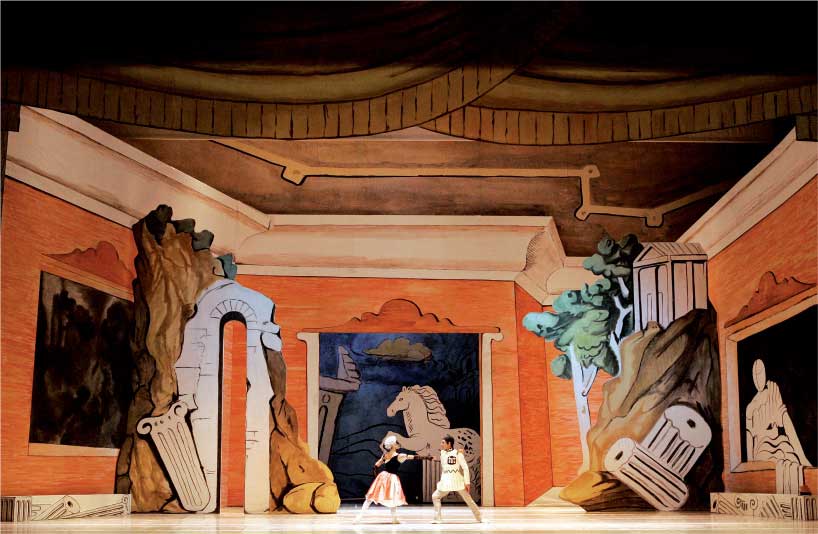 Allestimento del balletto Le bal con scene e costumi di Giorgio de Chirico, Roma, Teatro dell’Opera