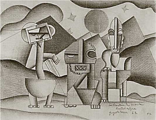 Fernand Léger, Bozzetto per la scenografia del balletto La création du monde, 1922, matita su carta, cm 21x27, New York, The Museum of Modern Art